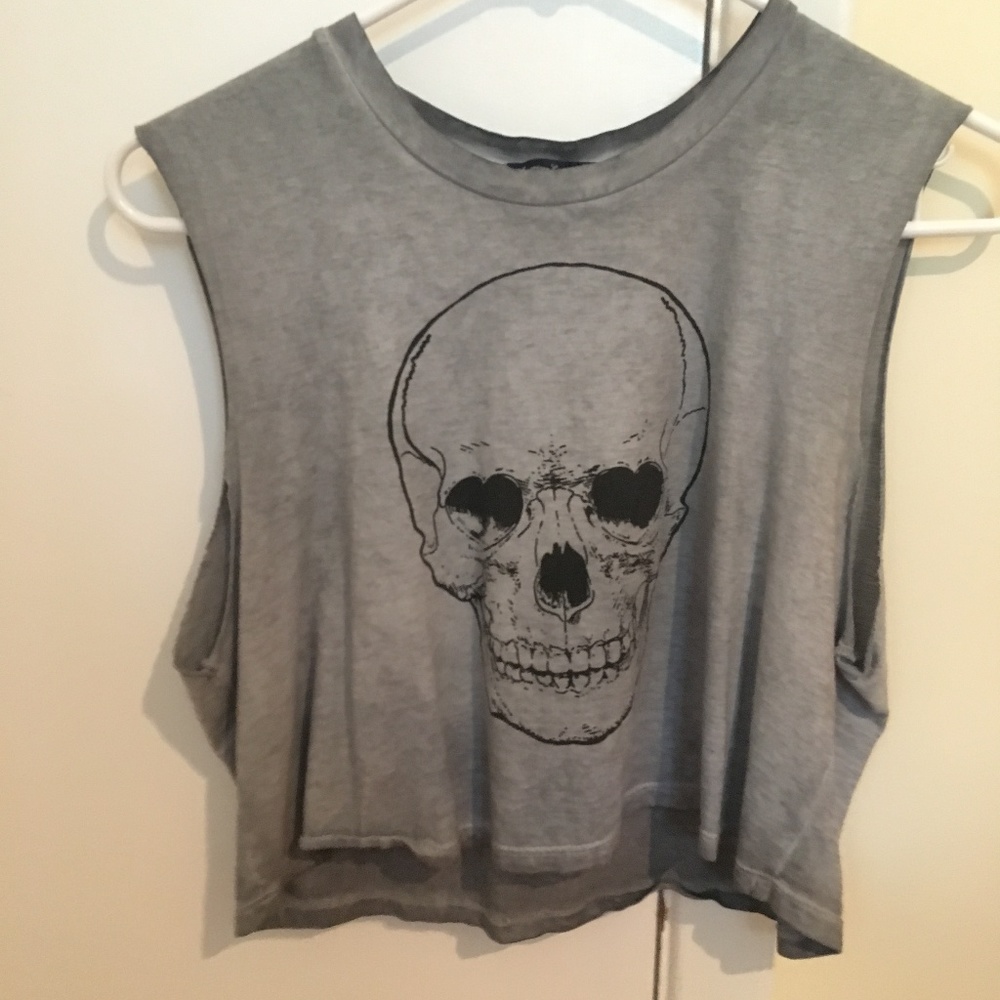 Distressed Skull Crop Top